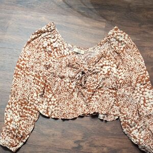 By Together Brown and Cream Patterned Blouse